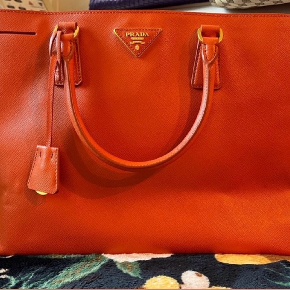 Authentic Prada Saffiano large size orange good condition